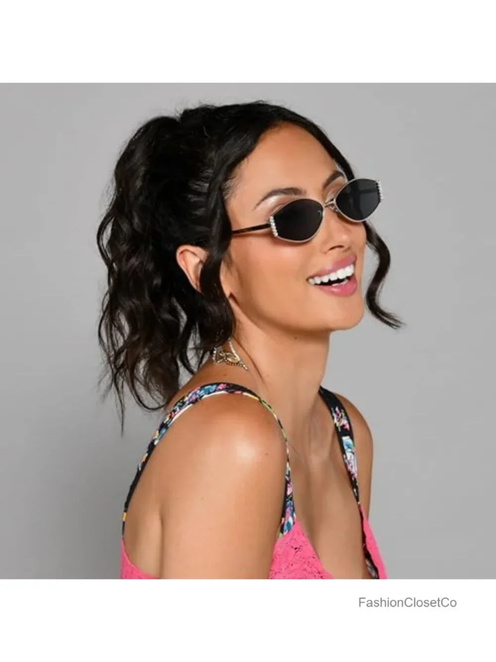 Women's Oval Metal Sunglasses with Mirrored Lenses